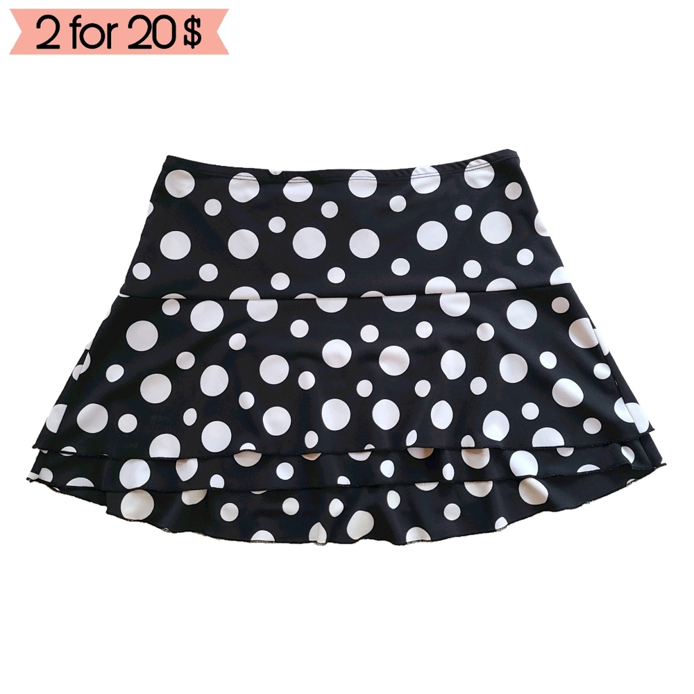 Parallel | Polka-dot Layered Mini Skirt - L